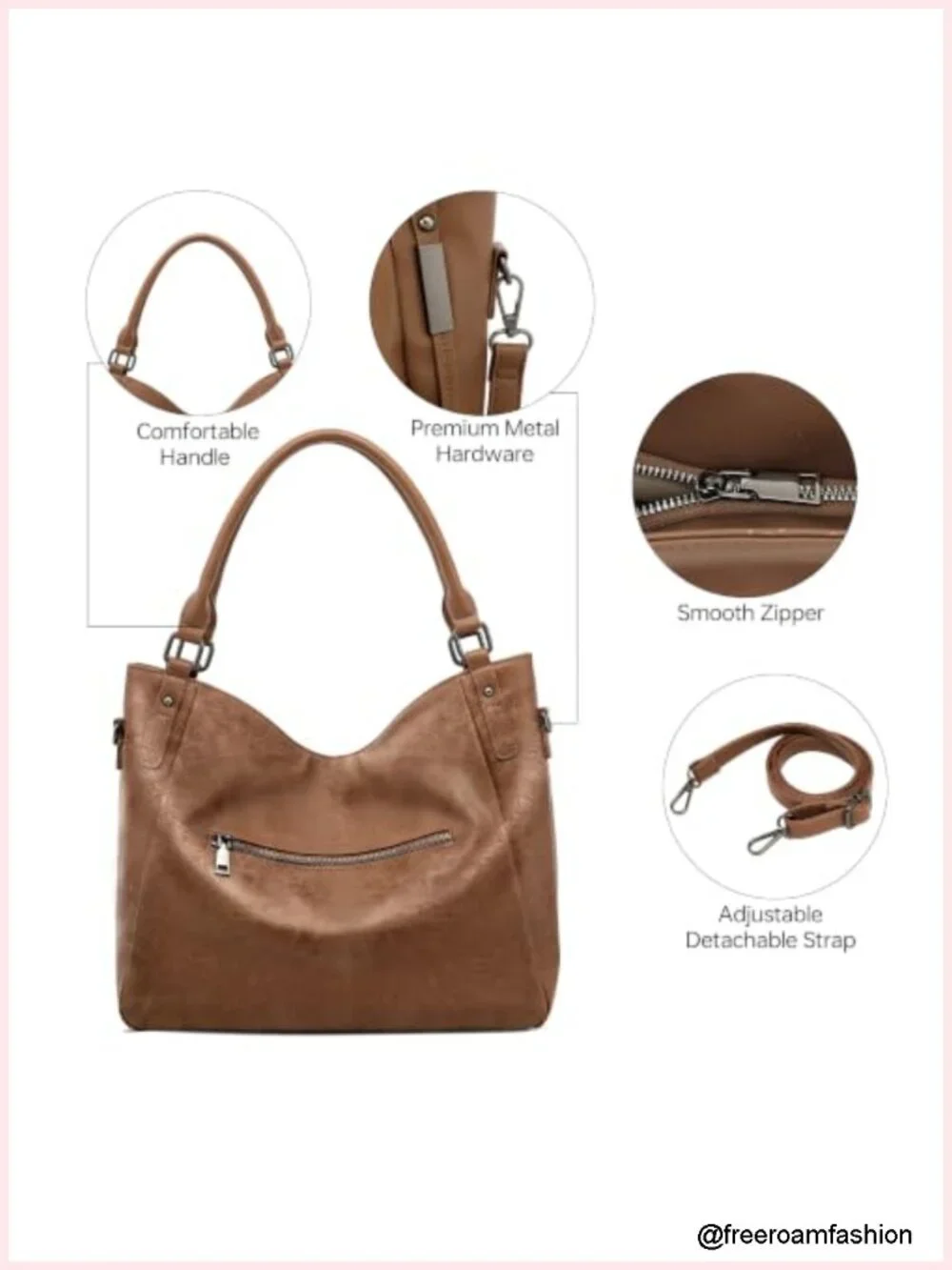 2Piece Work Hobo Tote Bags Large Laptop Crossbody Purse Shoulder Handbag with